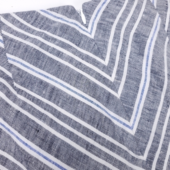 Talbots Petites Linen Grey White Blue Striped Petite Skirt Sz 4 - Picture 10 of 14